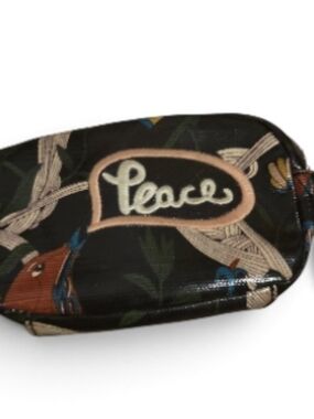 Sakroots Peace Embroidered Black Floral Pouch